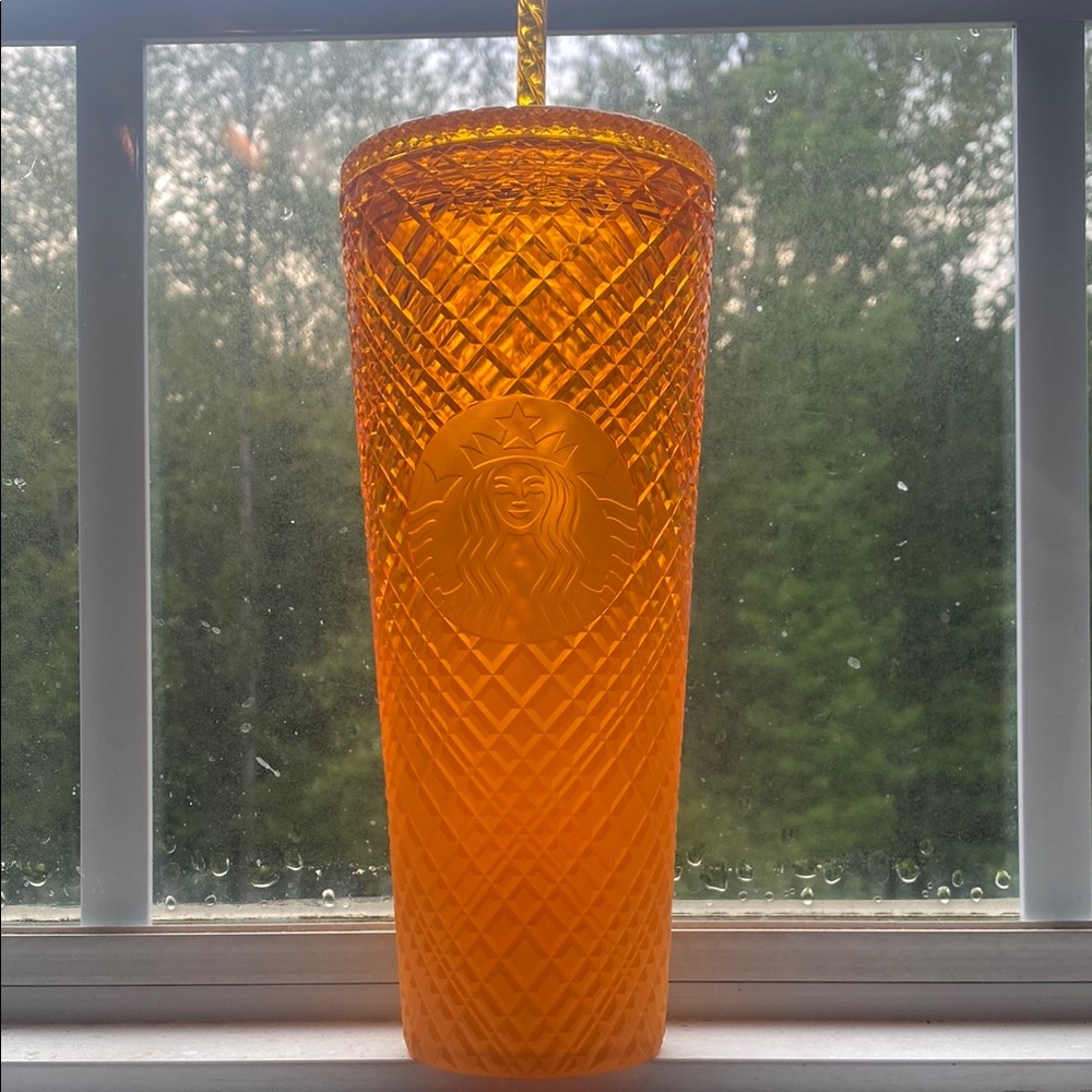 Starbucks Orange Glass Art Tumbler